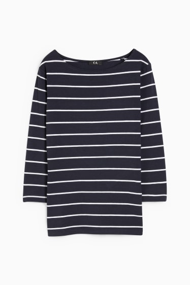 Damen - Langarmshirt - gestreift - dunkelblau