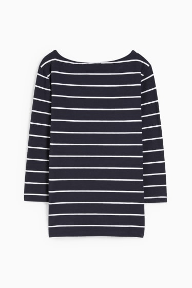 Damen - Langarmshirt - gestreift - dunkelblau