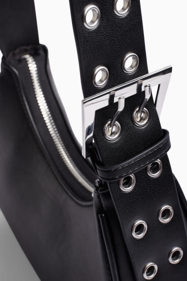 Damen - Schultertasche - Lederimitat - schwarz