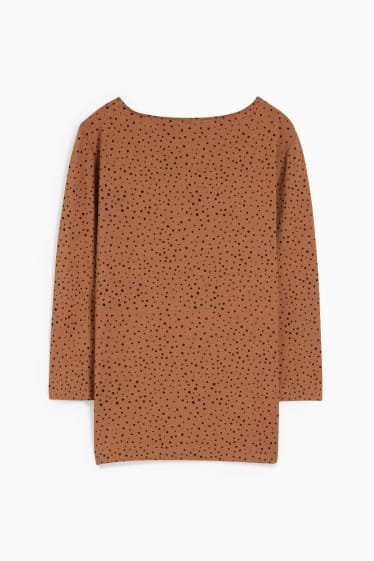 Damen - Langarmshirt - gepunktet - braun