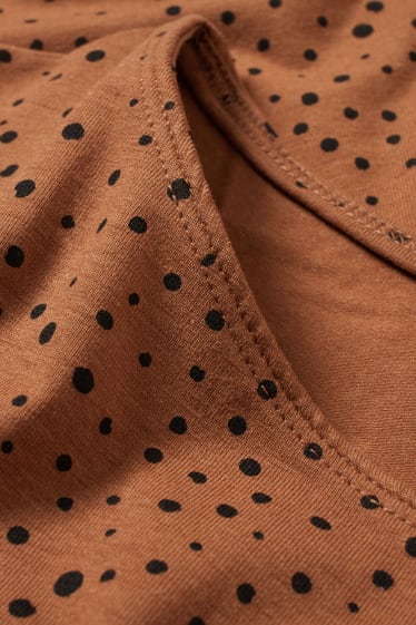 Damen - Langarmshirt - gepunktet - braun