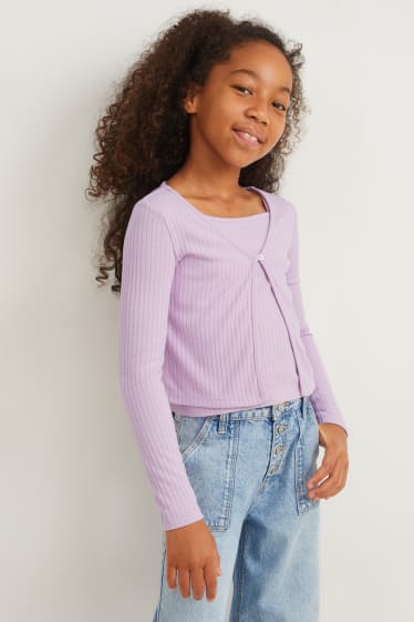 Kinder Mädchen - Set - Strickjacke und Top - 2 teilig - hellviolett