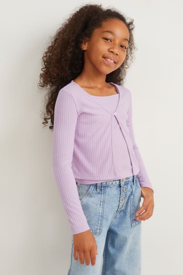 Bambini - Set - cardigan e top - 2 pezzi - viola chiaro