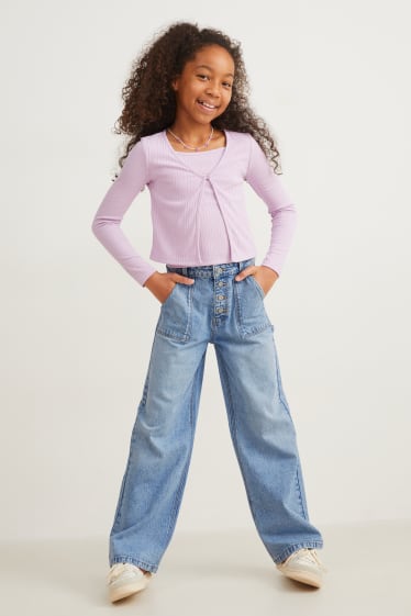 Kinder - Wide Leg Jeans - helljeansblau