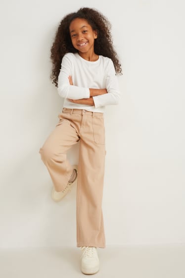 Children - Wide leg jeans - beige