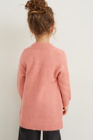 Kinderen: meisjes - Set - gebreid vest en longsleeve - 2-delig - roze