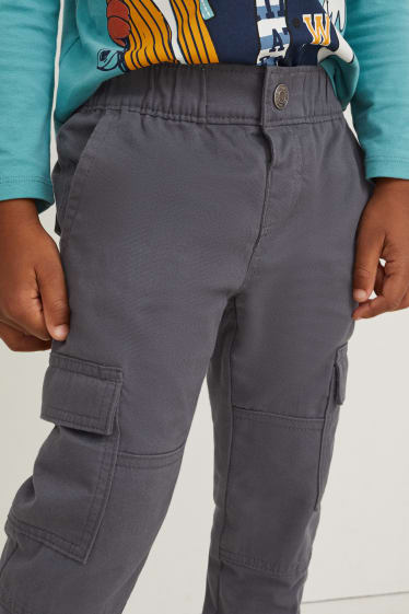 Enfants - Pantalon cargo doublé - gris foncé