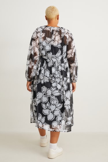 Dámské - Šifonové šaty - s květinovým vzorem - černá