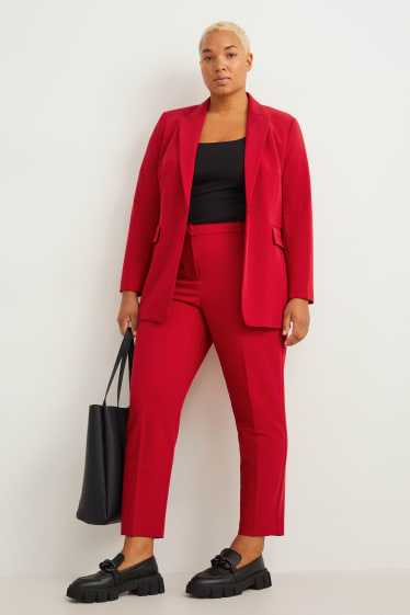 Dámské - Plátěné kalhoty - mid waist - slim fit - tmavočervená