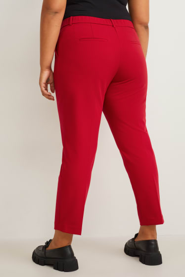 Women - Cloth trousers - mid-rise waist - slim fit - dark red