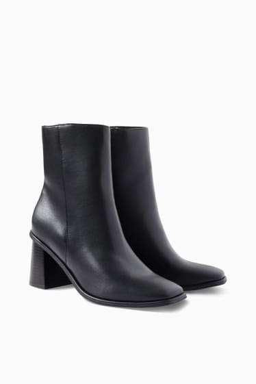 Damen - Stiefeletten - Lederimitat - schwarz