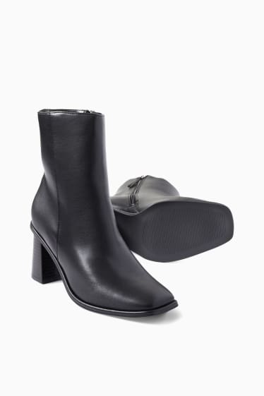 Damen - Stiefeletten - Lederimitat - schwarz