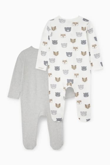 Baby: jongens - Set van 2 - babypyjama - licht grijs-mix