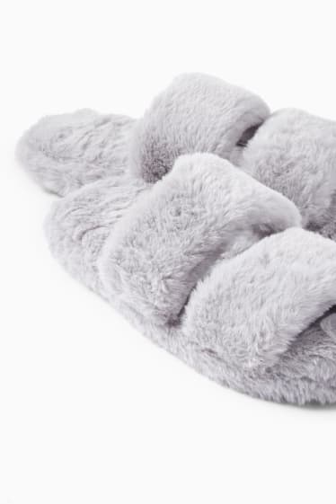 Children - Faux fur slippers - light gray