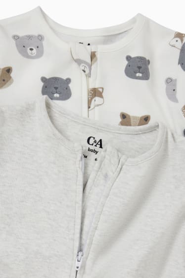 Baby: jongens - Set van 2 - babypyjama - licht grijs-mix