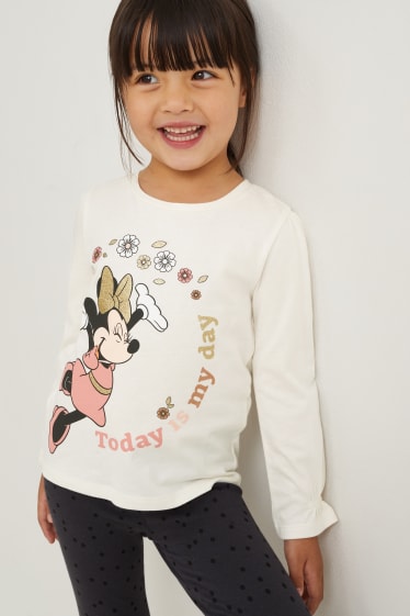 Kinderen - Set van 3 - Minnie Mouse - longsleeve - crème wit