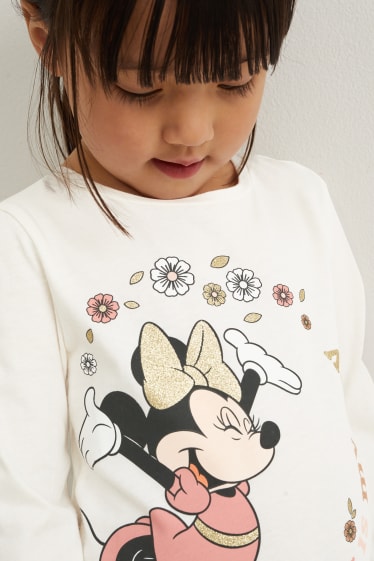 Kinderen - Set van 3 - Minnie Mouse - longsleeve - crème wit