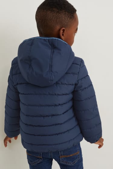 Kinderen: jongens - Gewatteerde jas met capuchon - donkerblauw
