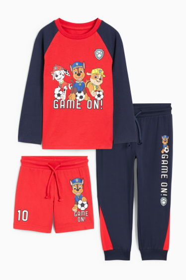 Kinderen: jongens - Set - Paw Patrol - longsleeve, shorts en joggingbroek - donkerblauw