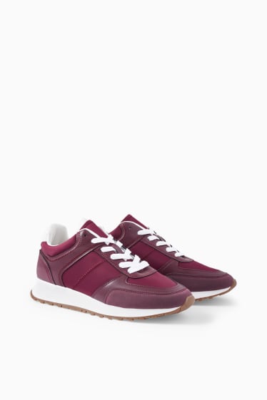 Damen - Sneaker - Lederimitat - bordeaux