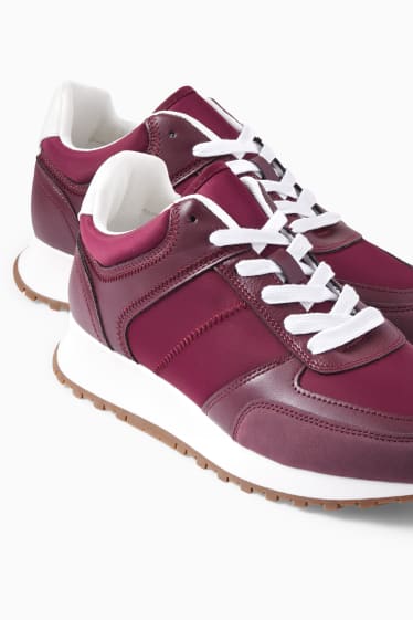 Damen - Sneaker - Lederimitat - bordeaux