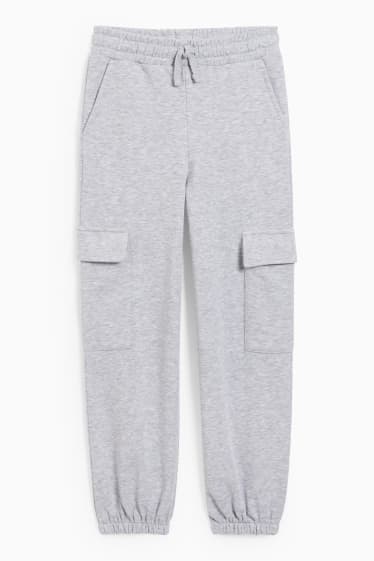 Bambine - Pantaloni sportivi cargo - grigio chiaro melange
