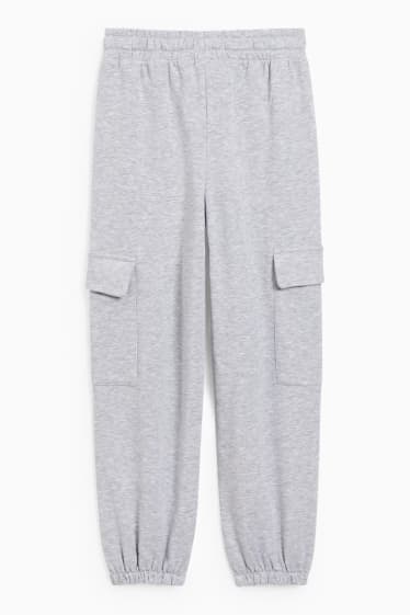 Bambine - Pantaloni sportivi cargo - grigio chiaro melange