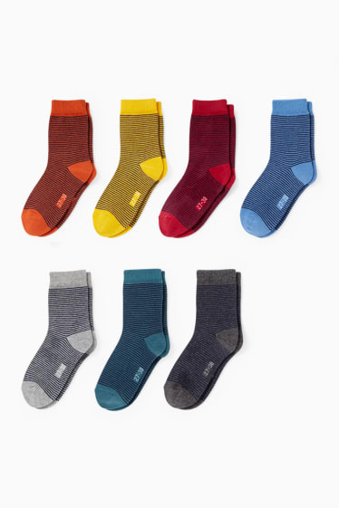 Enfants garçons - Lot de 7 paires - chaussettes - à rayures - jaune