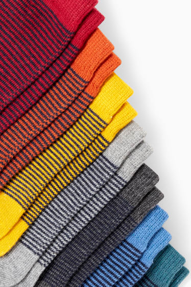 Enfants garçons - Lot de 7 paires - chaussettes - à rayures - jaune