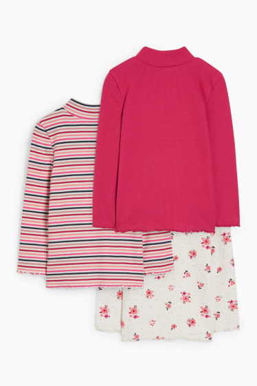 Enfants filles - Lot de 3 - hauts à col roulé - blanc crème