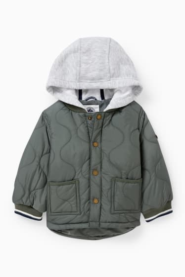 Miminka - Prošívaná bunda s kapucí pro miminka - zelená