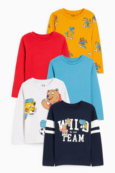 Kinderen: jongens - Set van 5 - longsleeve - donkerblauw