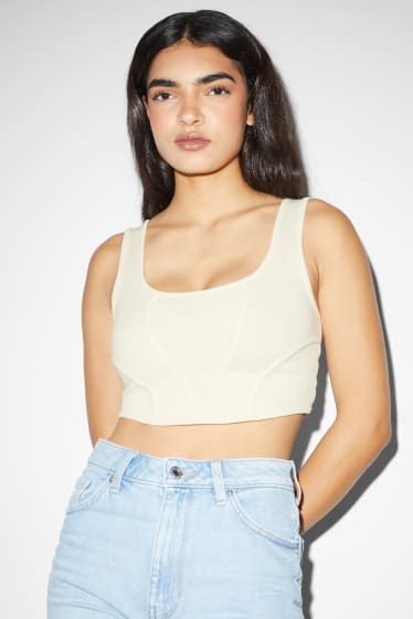 Dames - Korte top - crème wit