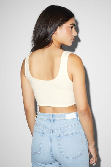 Dames - Korte top - crème wit
