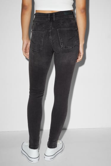 Femei - CLOCKHOUSE - skinny jeans - talie medie - LYCRA® - denim-gri închis
