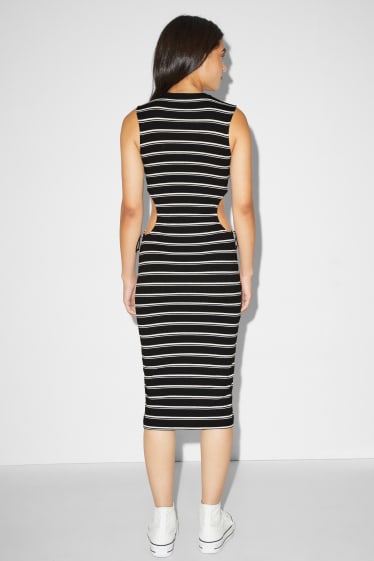 Femmes - Robe moulante - à rayures - noir / blanc