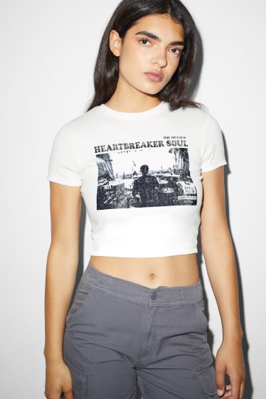 Teens & Twens - CLOCKHOUSE - Crop T-Shirt - schneeweiß