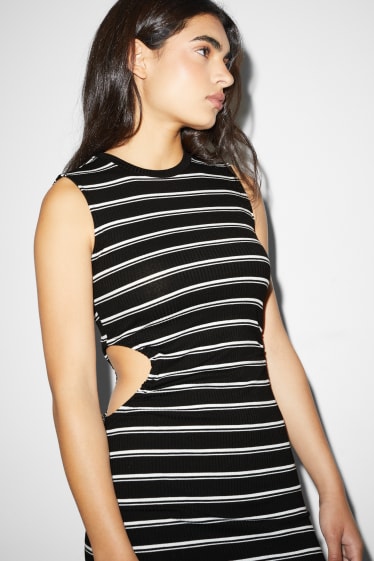Femmes - Robe moulante - à rayures - noir / blanc