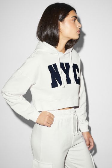 Damen - Crop Hoodie - cremeweiss