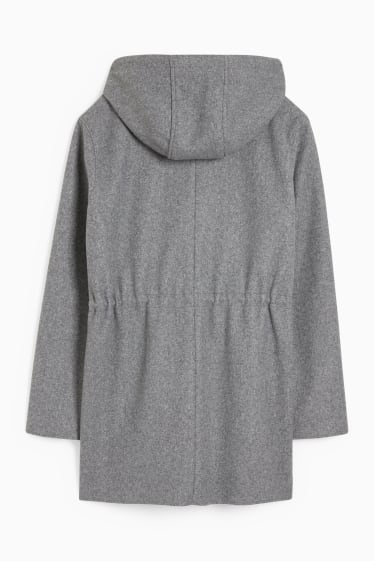 Femmes - Manteau à capuche - gris chiné