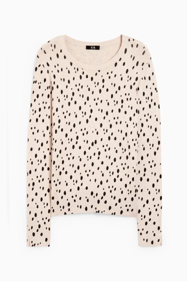 Donna - Maglione basic - a pois - beige