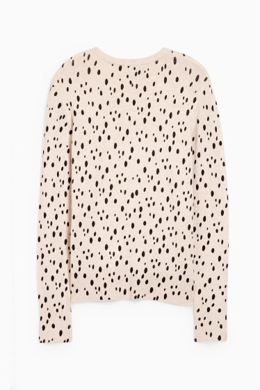 Donna - Maglione basic - a pois - beige