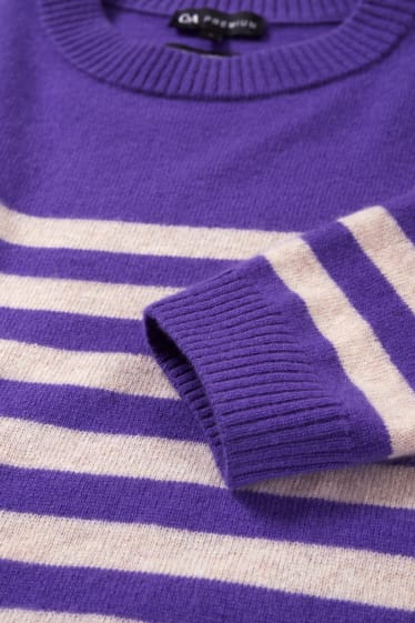 Damen - Kaschmir-Pullover - gestreift - violett