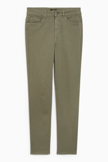 Femmes - Pantalon de toile - high waist - coupe slim - vert