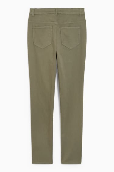 Femmes - Pantalon de toile - high waist - coupe slim - vert