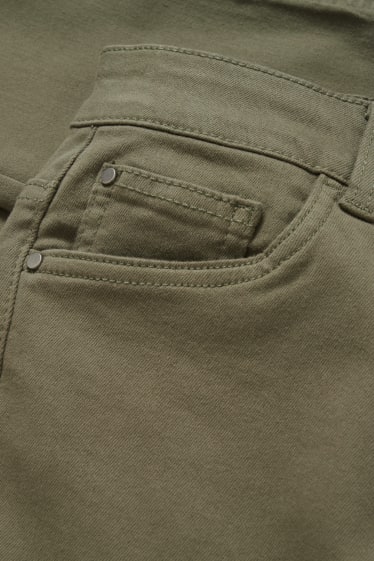 Femmes - Pantalon de toile - high waist - coupe slim - vert