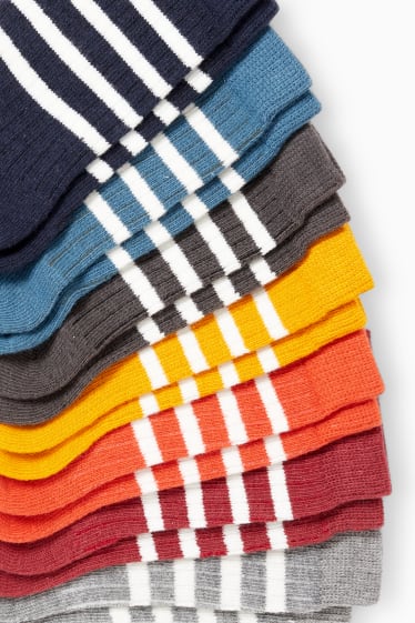 Enfants garçons - Lot de 7 paires - chaussettes - à rayures - bleu foncé