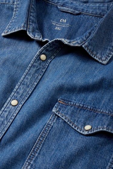 Pánské - Džínová košile - regular fit - kent - džíny - tmavomodré