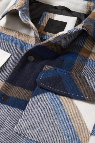 Uomo - Giacca a camicia - a quadretti - blu scuro