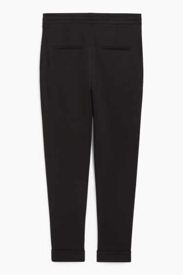 Women - Cloth trousers - mid-rise waist - tapered fit - black